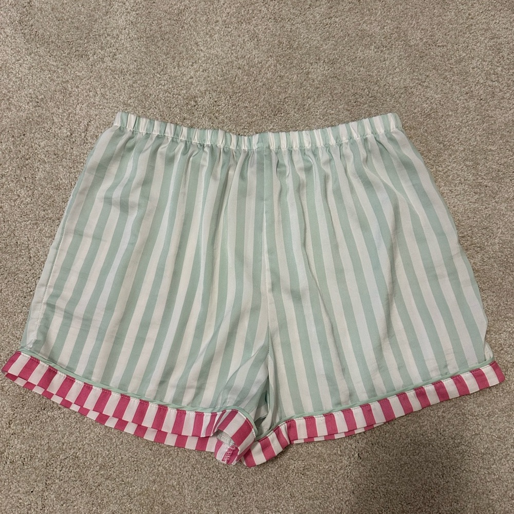 Kensie Green and Pink Striped Women’s Pajama Set - Picture 3 of 9